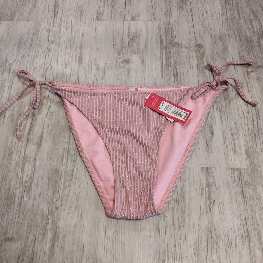 FREE w/Purchase NWT Sparkly Pink Tie Side Cheeky Bikini‎ Bottoms Size XL